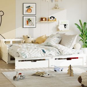 90/180 x 200 cm canape lit avec lit gigogne,avec tiroirs et sommier à lattes,canapé lit 2 places convertible avec lit gigogne 90x200,banquette lit en