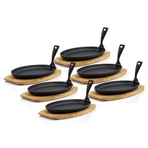 Bbq-toro - Set de po&ecirc;les &agrave; servir avec socle en bois 27 x 18 x 3 cm - ovale