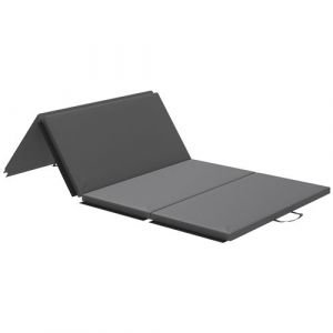 Homcom Tapis de gym yoga fitness pliable - poignée - revêtement synthétique - gris