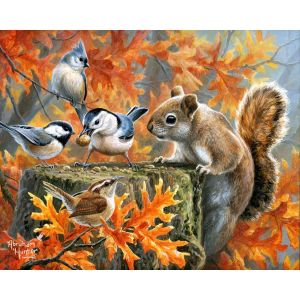 Figured'Art Peinture par Num&eacute;ro Adulte Ecureuil espi&egrave;gle - Activit&eacute; Manuelle Kit de Loisir Cr&eacute;atif DIY Num&eacute;ro d'Art Complet - 40x50cm sans ch&acirc;ssis en bois