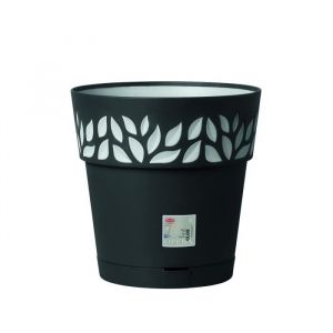 Stefanplast Pot de fleurs Cl&OElig; - 30 x H29 cm - Gris graphite et gris clair