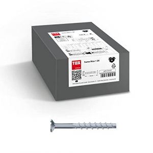 Tox Ancre &agrave; visser Sumo Max 1 SK 8x80 mm, t&ecirc;te frais&eacute;e, acier galvanis&eacute; pour diff&eacute;rentes profondeurs de montage, homologu&eacute; par les autorit&eacute;s de construction pour charges lourdes, 50 pi&egrave;ces, 041101431