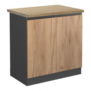 Meuble bas sous-évier R-Line, Chêne de force doré, 80 cm, pt Chêne Vicco