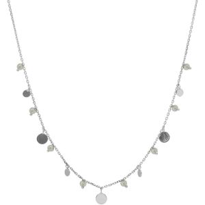 Collier Argent Rhodié Pampilles Et Pierres Labradorite