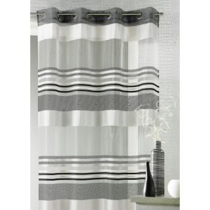 Image de Homemaison Voilage en Organza rayures horizontales tiss&eacute;es 140 x 240 cm