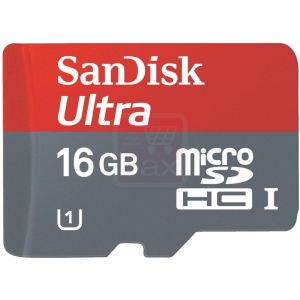 Image de Sandisk SDSDQUA-016G-U46A - Carte mémoire microSDHC Mobile Ultra UHS-I 16 Go classe 10 avec adaptateur SD