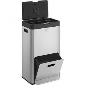 Songmics Poubelle de cuisine 2 x 17L et 26L acier inoxydable argent