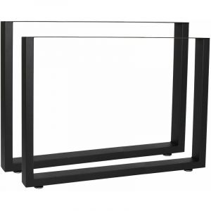 Image de wiltec Pieds de table en Profil carré Support 90x72cm Noir Revêtement par poudre Piètement Meuble - 60841