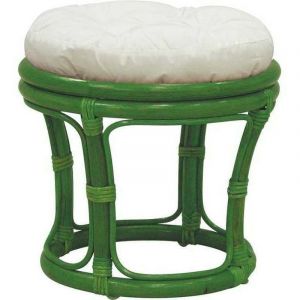 Aubry Gaspard Tabouret en rotin avec coussin Uni vert - Vert