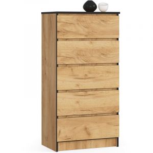 Commode Akord K60 Ch&ecirc;ne Craft 60 cm 5 tiroirs fa&ccedil;ade Ch&ecirc;ne Craft 60x40x121 cm