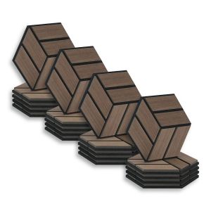 Homestyle4u - 20 Panneaux muraux 30x26 hexagone marron bois