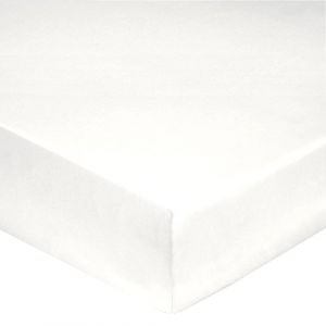 Blanc des vosges Uni Percale Drap Housse Coton Blanc 200 x 200 Bonnet de 30 cm