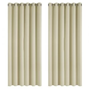 Rideaux Occultants Isolant Thermique Anti Froid, Rideaux pour Salon et Chambre, Design Moderne à Oeillets, 229x274 cm (Largeur x Hauteur), Beige
