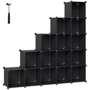Songmics Meuble rangement 16 cubes étagère en plastique 31 x 153 x 153 cm noir