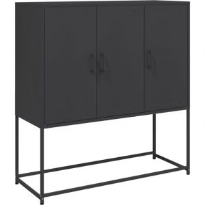 VidaXL Buffet haut noir 100,5x39x107 cm acier, buffet, placard, armoire latérale, armoire, armoire de rangement, armoire haute, meuble de salon