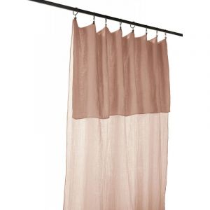 Lot de 2 rideaux ajustable + 8 anneaux pince 'Gaîa' 140 x 300 cm 'Gaze de Coton' - Couleur: Gaïa Guimauve