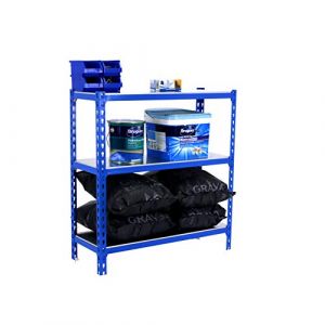 Simon Rack Étagère Rangement et 3 Niveaux, 200 kg Capacité de Charge et Point de Flexion, 900x1200x500 mm, Étagère Charge Lourde, Étagère Garage, Bleu/Galvanisé - Simonclick
