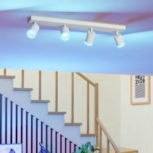 Eglo Connect.z lampe LED plafond Melitello-Z, 4 spots, ZigBee, Matter, app, commande vocale Alexa, blanc chaud-froid, RGB, dimmable, blanc