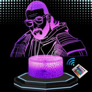 Lampe de Chevet 3D led Rap Sch, Veilleuse changement de couleurs, Lampe tactile bureau et chambre enfant, Id&eacute;e cadeau