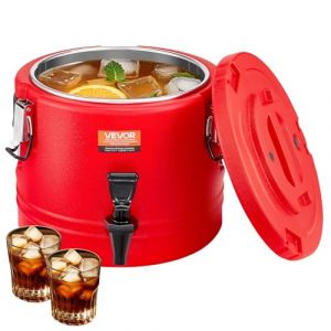 VEVOR Distributeur de Boissons Isotherme 8 L, Fontaine &agrave; Eau Chaude et Froide Non &Eacute;lectrique avec Robinet, Conteneur Isotherme de Qualit&eacute; Alimentaire, avec Int&eacute;rieur en Inox 304, pour Camping, Rouge