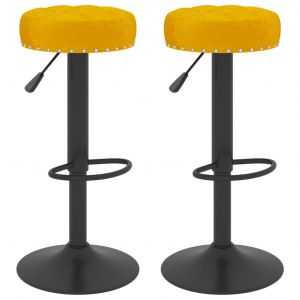 VidaXL Tabourets de bar Velours 2 pcs Jaune moutarde