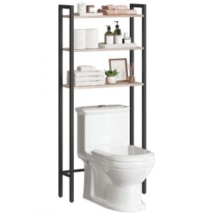 HOOBRO Étagère de Toilettes, Étagère WC, à 3 Niveaux, Étagère de Salle de Bain, Gain de Place, Montage Facile, Grège et Noir EBG41TS01