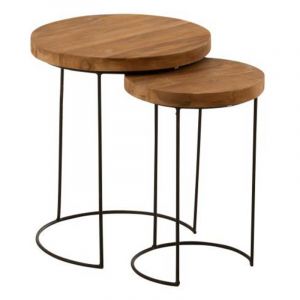 Image de Lot de 2 Tables Gigognes "Teck" 45cm Naturel Prix