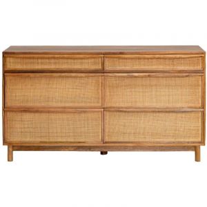 Commode en bois de manguier et cannage Livie - Bois foncé