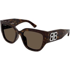 Balenciaga Femme BB0323SK 003 Lunettes de soleil Acétate Havane Marron Carré