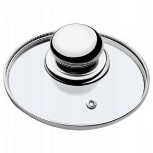 Couvercle en Verre avec Poign&eacute;e en Acier, Accessoire Culinaire pour Sublimer vos Casseroles, Marmites et Po&ecirc;les lors de la Cuisson (16 cm) - Kadax