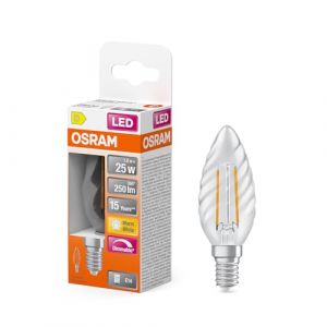Osram Lampe LED Superstar Classic BW25 Filament 1,8 W 827, blanc chaud 2 700 K, E14, transparente, 250 lm, 15 000 h, intensité variable