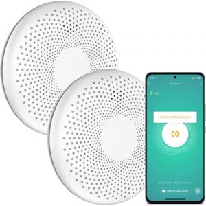 Aroha Smart Connect D&eacute;tecteur Combin&eacute; avec Fum&eacute;e et Monoxyde de Carbone Connect&eacute; - Batterie de 10 Ans - WiFi avec Tuya & Smartlife App - 2 pi&egrave;ces