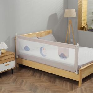 Image de Baby Vivo Barri&egrave;res de Lit r&eacute;glable en hauteur 200 x 65 cm Portable - Anti-Chute barri&atilde;&uml;res de lit Cadre en m&eacute;tal - Stable et Durable pour lit d'enfant Protection de Lit pour Tout-Petits B&eacute;b&eacute; - Gris