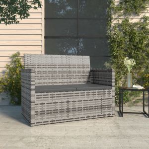 VidaXL Banc de jardin avec coussins Gris 105 cm R&eacute;sine tress&eacute;e