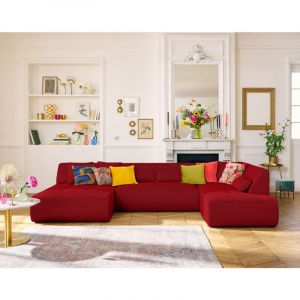 Onyx - canapé panoramique modulable d'angle droit - 7 places - en tissu mailles 3D - Rouge