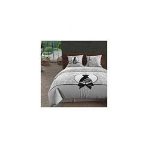 Soleil d'Ocre Parure housse de couette coton 57 fils 260X240 cm BLACK DRESS, par