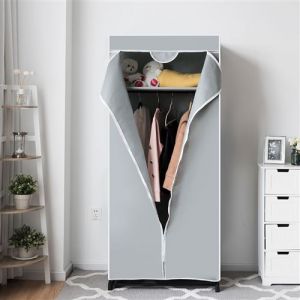 Armoire giantex gris 75 x 50 x 170cm en tissu rangement pour vêtements