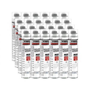 Rubson Pack de 24 Mousses expansives WhiteTeq - 750ml - Isolation thermique et phonique