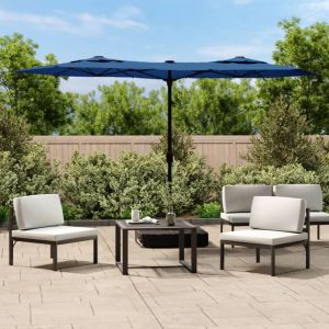 VidaXL Parasol à double tête avec LED bleu azuré 316x240 cm