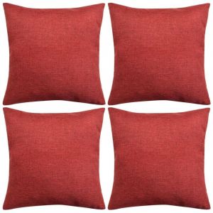 VidaXL Housse de coussin 4 pcs Aspect lin Bordeaux 80 x cm