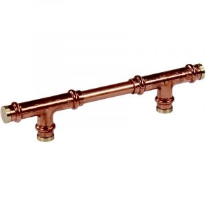 Image de Arcanaute Poign&eacute;e de meuble cuivre "R&eacute;tro T&eacute;" - Entraxe 128mm