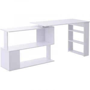 Homcom Bureau informatique multimédia modulable bibliothèque intégrée + étagère 3 niveaux panneaux particules blanc 117x82x74cm Blanc