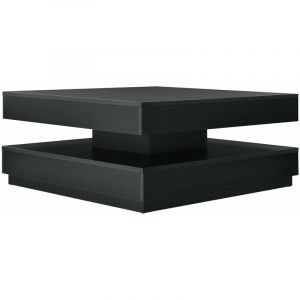 Table b e avec plateau tournant panneau de fibre de bois 76 x 76 cm noir Bois