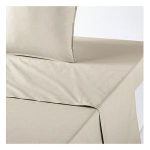 Drap plat uni en percale de coton biologique Marron