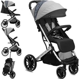 MoMi ESTELLE LIGHT PLUS Poussette à partir de 6 mois (jusqu'à 22 kg), poussette pliante avec harnais de sécurité 5 points, panier de courses avec fonction de dépliage, poignée télescopique de traction