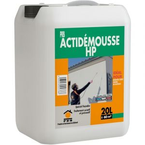 Traitement Anti-Mousse Haute Performance actidemousse 20L - Curatif et Préventif Incolore - Élimine Mousses, Lichens, Moisissures - Façades, Murs,