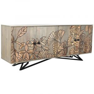 Buffet DKD Home Decor Naturel Gris M&eacute;tal Bois de manguier (177 x 45 x 74 cm)