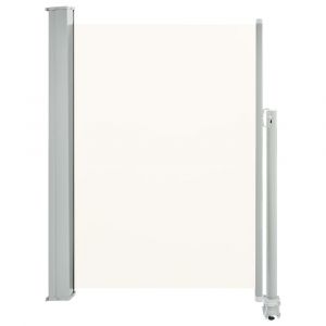 Auvent paravent store brise-vue latéral rétractable de patio jardin terrasse balcon protection visuelle écran 100 x 300 cm blanc cassé 02_0007177