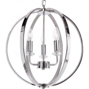 Beliani Lustre en Fer Lampe Suspendue Cristal Finition Chromée Salon Salle à Manger Argenté Tenoiro