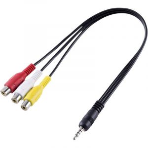 Speaka professional Adaptateur audio, vidéo SP-8433716 AV [1x Jack mâle 3.5 mm - 3x Cinch-RCA femelle] noir 1 pc(s)